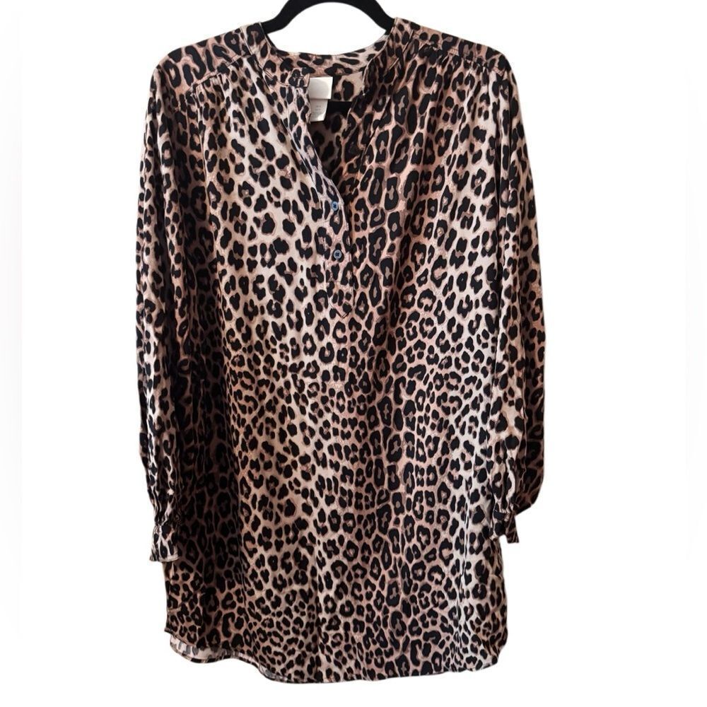 H&M- Women’s Oversized Long Sleeve Leopard Print Dress, Size Small